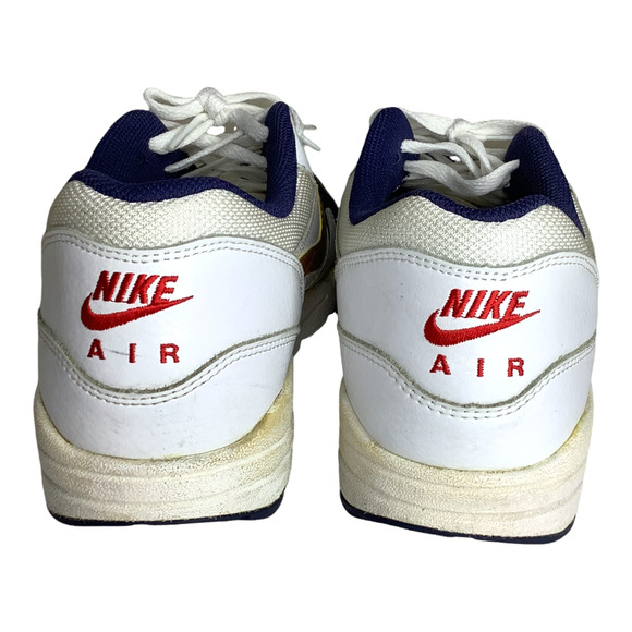 Nike Shoes Mens 9 White Blue Gold Air Max 1 Essential Olympic 2015 Swoosh 537383 - Picture 2 of 11
